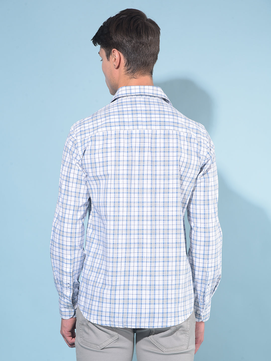 Blue Tartan Check 100% Cotton Shirt-Men Shirts-Crimsoune Club