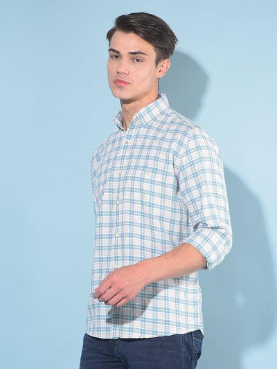 Green Tartan Check Linen Shirt-Men Shirts-Crimsoune Club