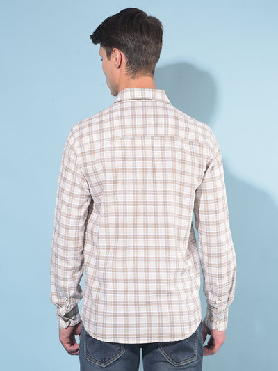 Brown Tartan Check Linen Shirt-Men Shirts-Crimsoune Club