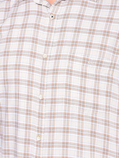 Brown Tartan Check Linen Shirt-Men Shirts-Crimsoune Club