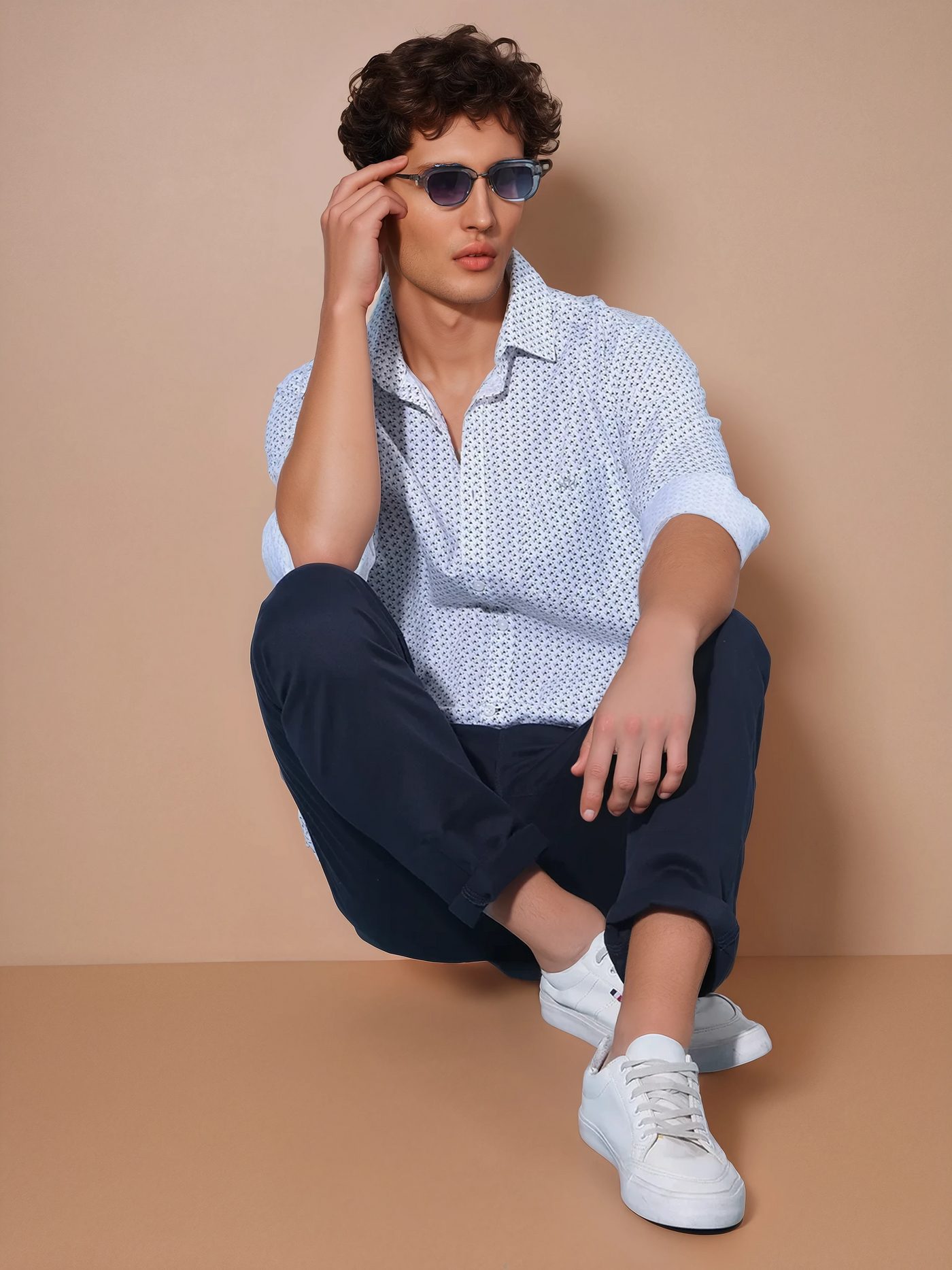 Grey Printed 100% Cotton Shirt-Men Shirts-Crimsoune Club