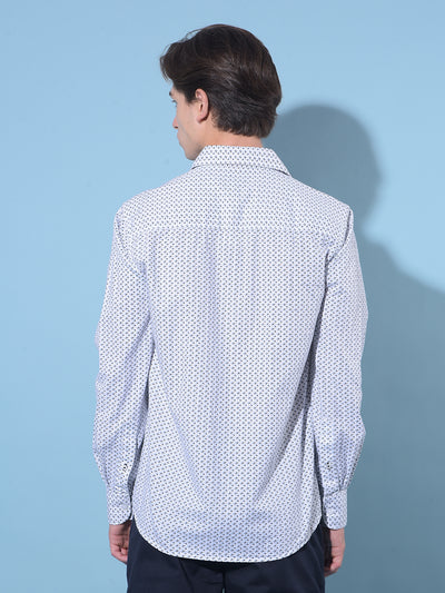 Grey Printed 100% Cotton Shirt-Men Shirts-Crimsoune Club