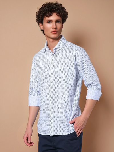 Grey Printed 100% Cotton Shirt-Men Shirts-Crimsoune Club