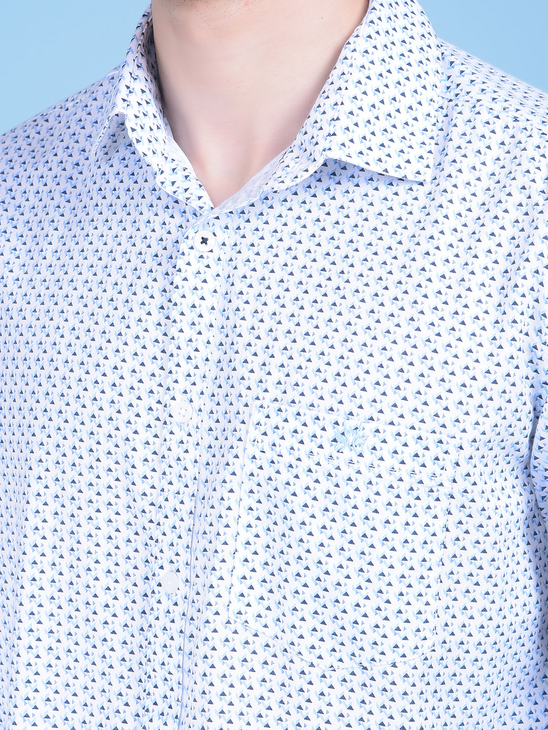 Blue Printed 100% Cotton Shirt-Men Shirts-Crimsoune Club