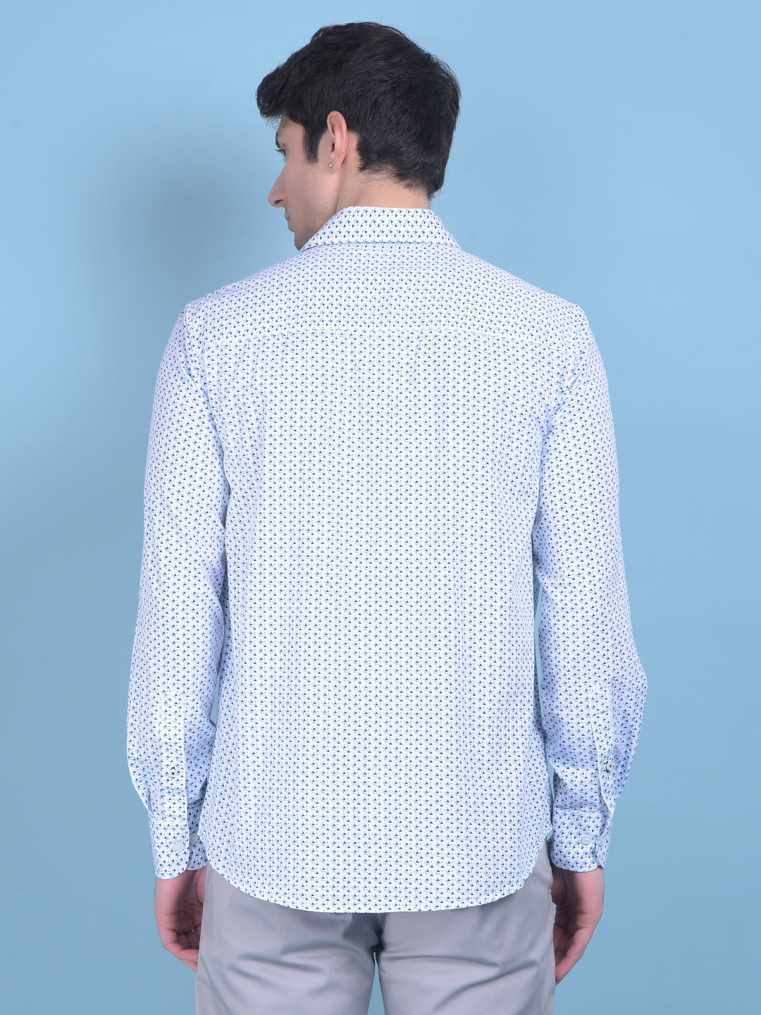 Blue Printed 100% Cotton Shirt-Men Shirts-Crimsoune Club