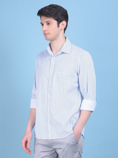 Blue Printed 100% Cotton Shirt-Men Shirts-Crimsoune Club