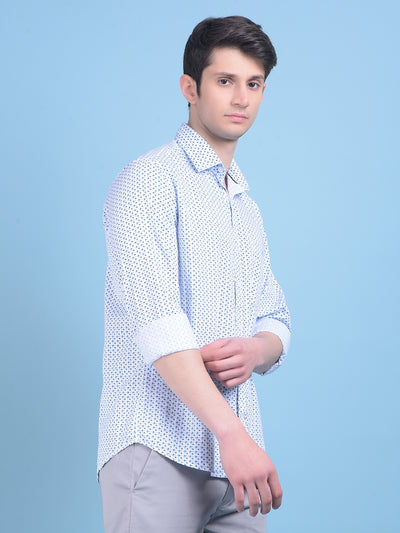 Blue Printed 100% Cotton Shirt-Men Shirts-Crimsoune Club