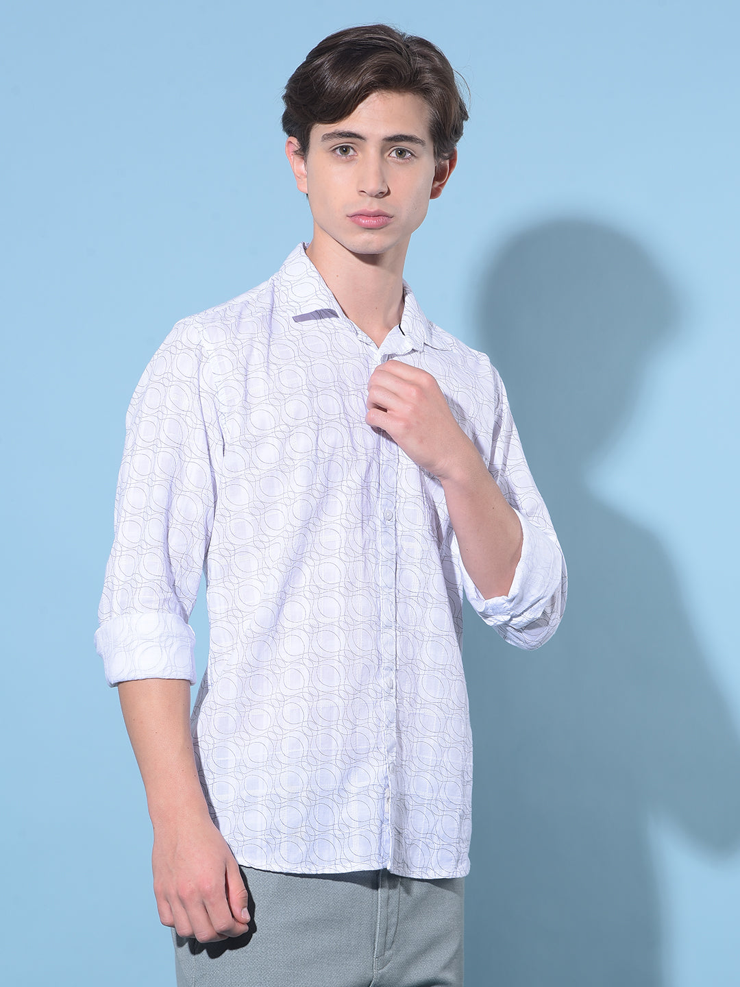 White Printed 100% Cotton Shirt-Men Shirts-Crimsoune Club