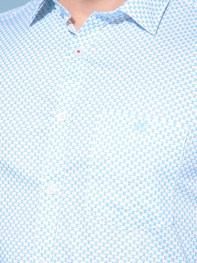 Blue 100% Cotton Printed Shirt-Men Shirts-Crimsoune Club