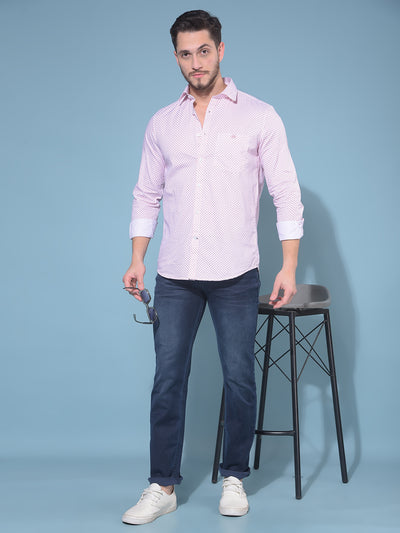 Pink 100% Cotton Printed Shirt-Men Shirts-Crimsoune Club