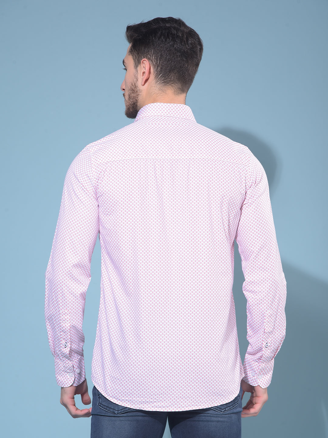 Pink 100% Cotton Printed Shirt-Men Shirts-Crimsoune Club