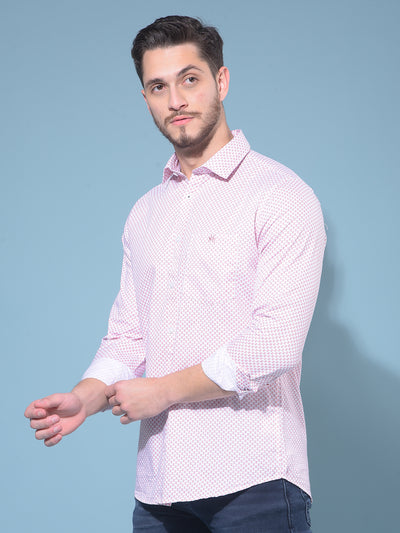 Pink 100% Cotton Printed Shirt-Men Shirts-Crimsoune Club