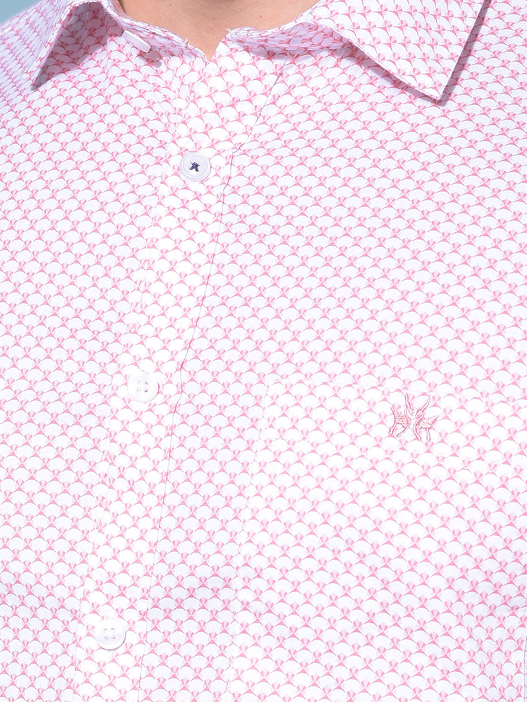 Pink 100% Cotton Printed Shirt-Men Shirts-Crimsoune Club