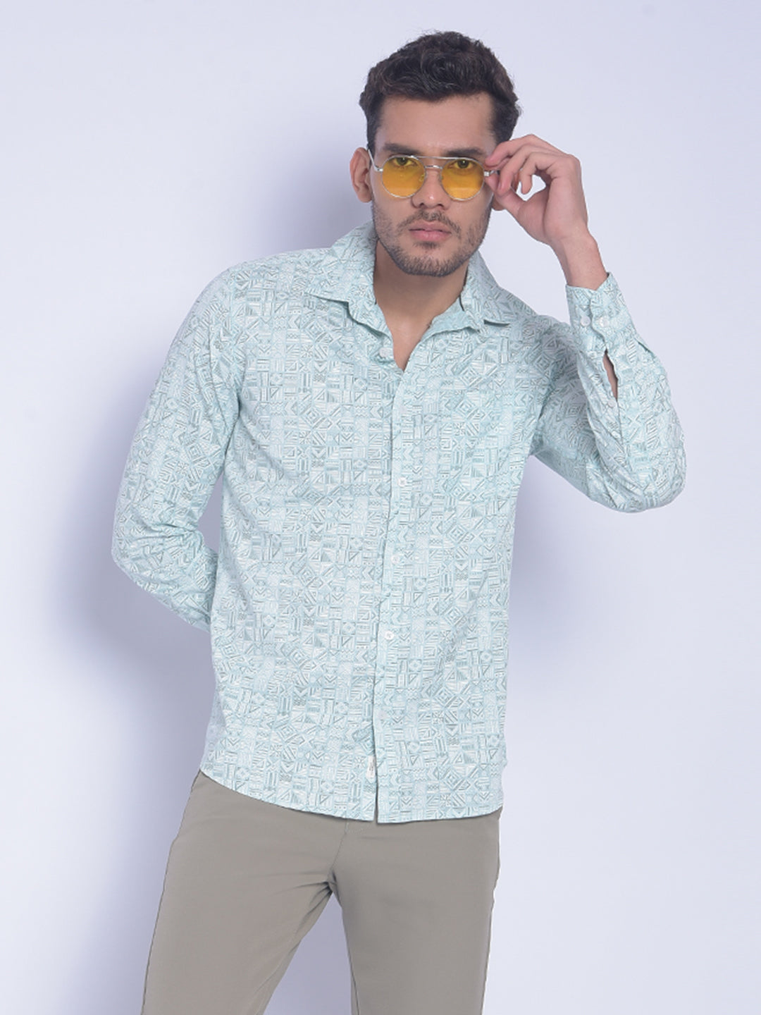 Green Printed Shirt-Men Shirts-Crimsoune Club