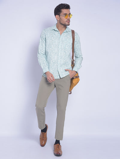 Green Printed Shirt-Men Shirts-Crimsoune Club