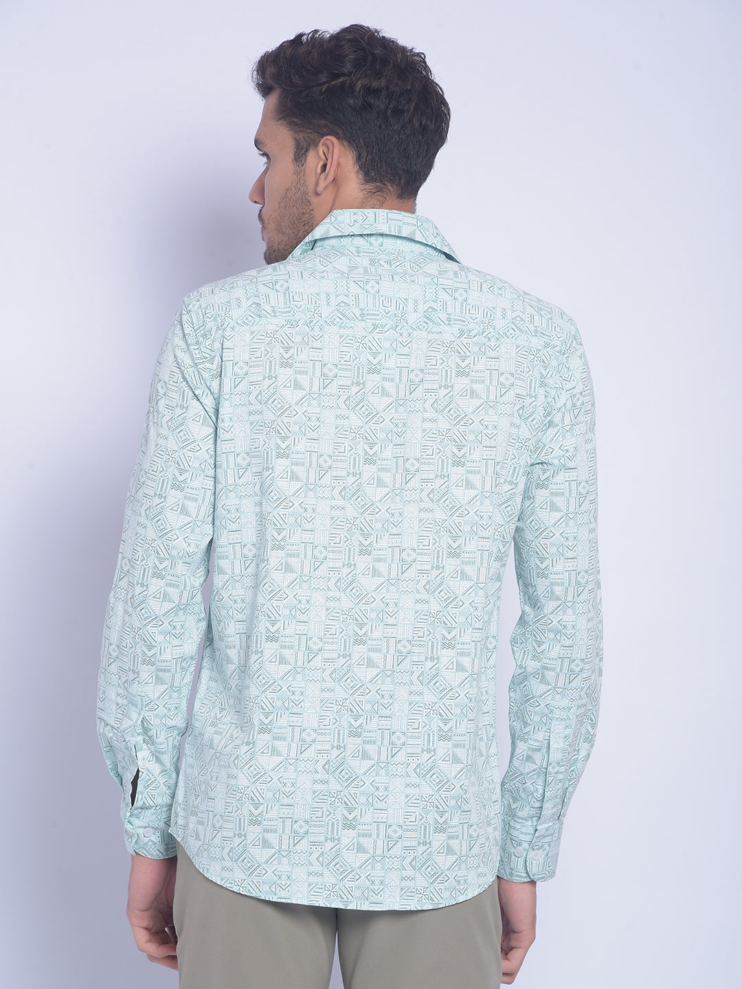 Green Printed Shirt-Men Shirts-Crimsoune Club