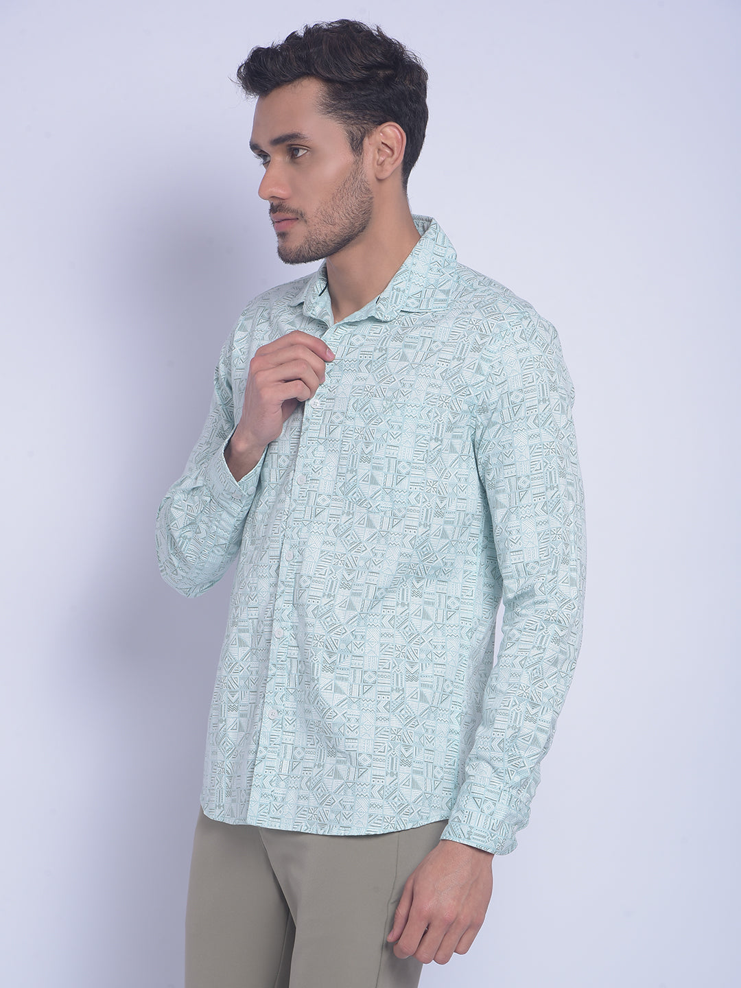 Green Printed Shirt-Men Shirts-Crimsoune Club