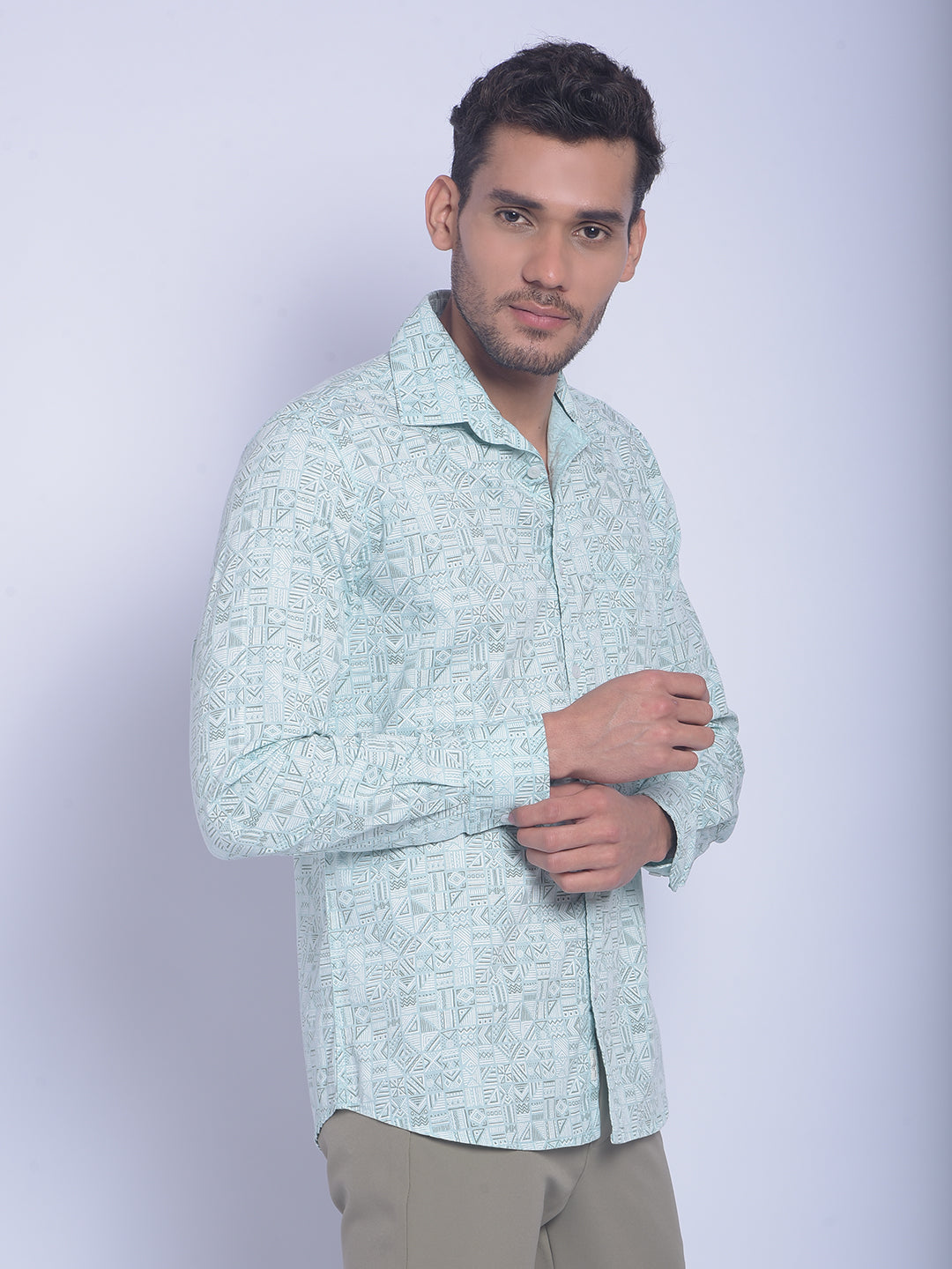 Green Printed Shirt-Men Shirts-Crimsoune Club