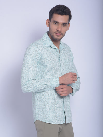 Green Printed Shirt-Men Shirts-Crimsoune Club