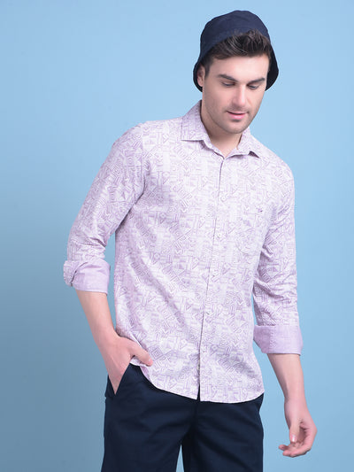 Purple Printed 100% Cotton Shirt-Men Shirts-Crimsoune Club