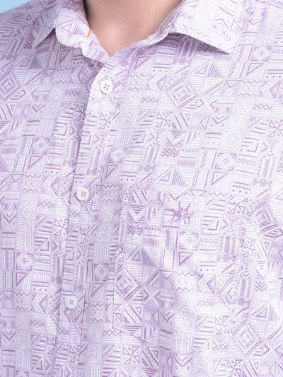 Purple Printed 100% Cotton Shirt-Men Shirts-Crimsoune Club