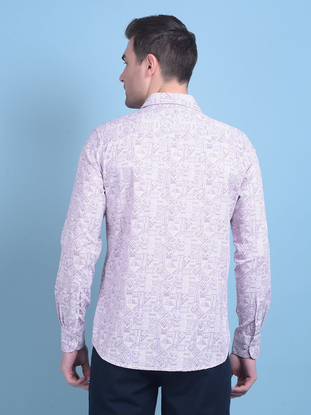 Purple Printed 100% Cotton Shirt-Men Shirts-Crimsoune Club