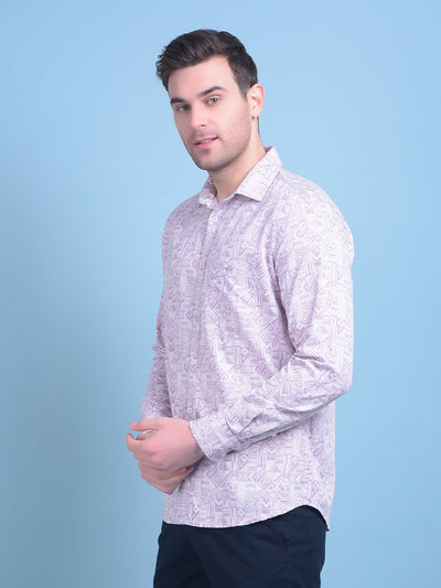 Purple Printed 100% Cotton Shirt-Men Shirts-Crimsoune Club