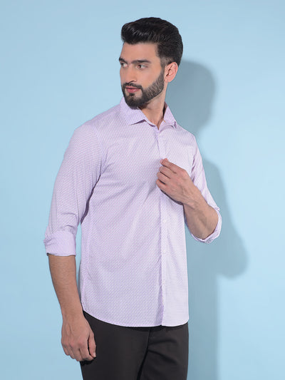Purple Printed 100% Cotton Shirt-Men Shirts-Crimsoune Club