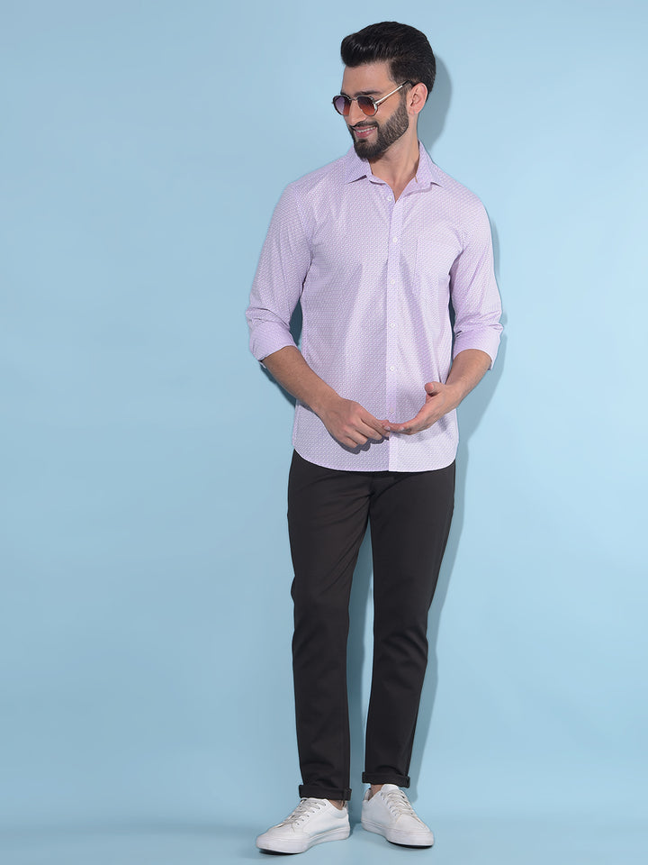 Purple Printed 100% Cotton Shirt-Men Shirts-Crimsoune Club