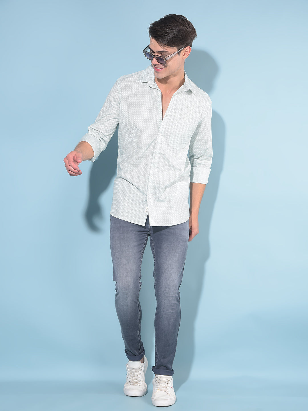 Green Printed 100% Cotton Shirt-Men Shirts-Crimsoune Club