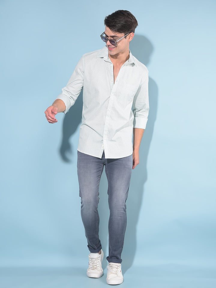 Green Printed 100% Cotton Shirt-Men Shirts-Crimsoune Club