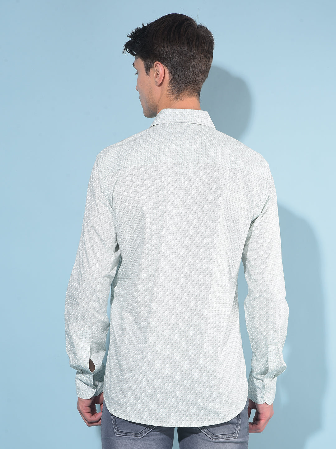 Green Printed 100% Cotton Shirt-Men Shirts-Crimsoune Club