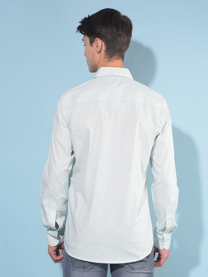 Green Printed 100% Cotton Shirt-Men Shirts-Crimsoune Club