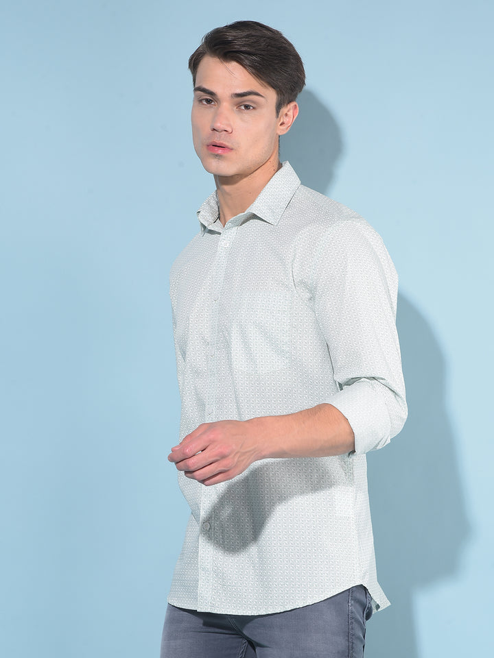 Green Printed 100% Cotton Shirt-Men Shirts-Crimsoune Club