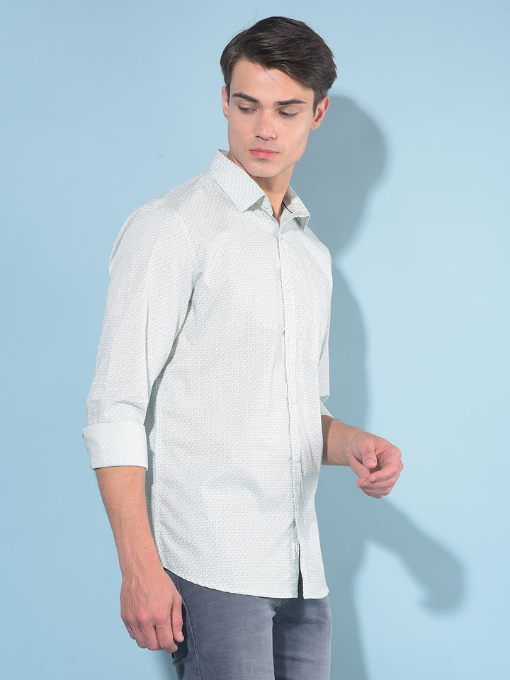 Green Printed 100% Cotton Shirt-Men Shirts-Crimsoune Club