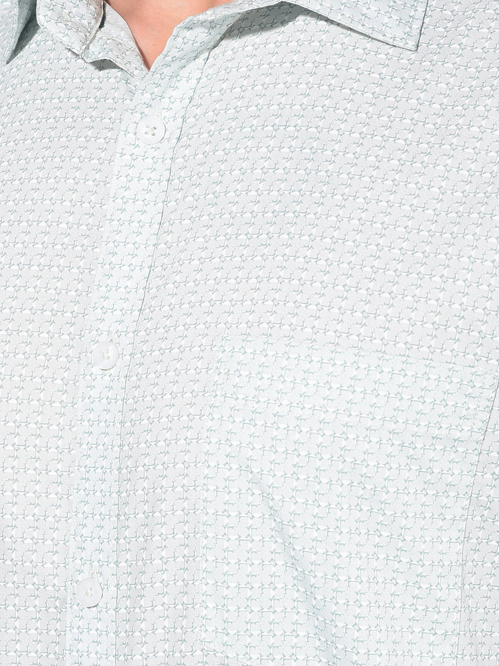 Green Printed 100% Cotton Shirt-Men Shirts-Crimsoune Club