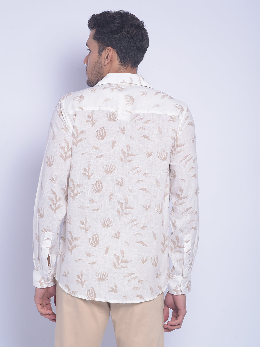 Beige Printed Shirt-Men Shirts-Crimsoune Club