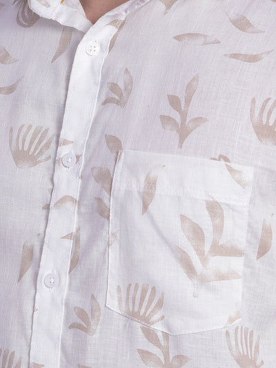 Beige Printed Shirt-Men Shirts-Crimsoune Club