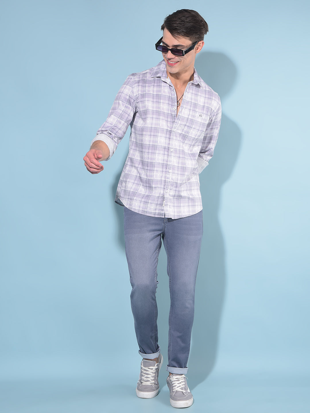 Purple Tartan Check 100% Cotton Shirt-Men Shirts-Crimsoune Club