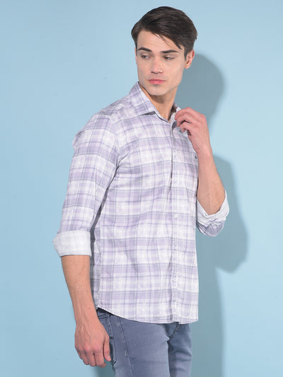 Purple Tartan Check 100% Cotton Shirt-Men Shirts-Crimsoune Club