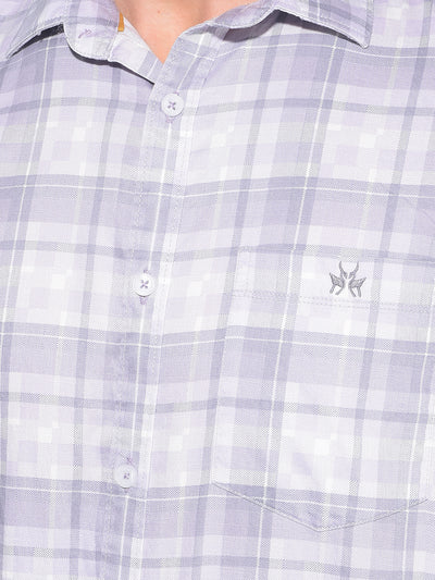 Purple Tartan Check 100% Cotton Shirt-Men Shirts-Crimsoune Club