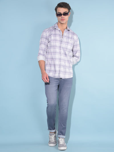 Purple Tartan Check 100% Cotton Shirt-Men Shirts-Crimsoune Club