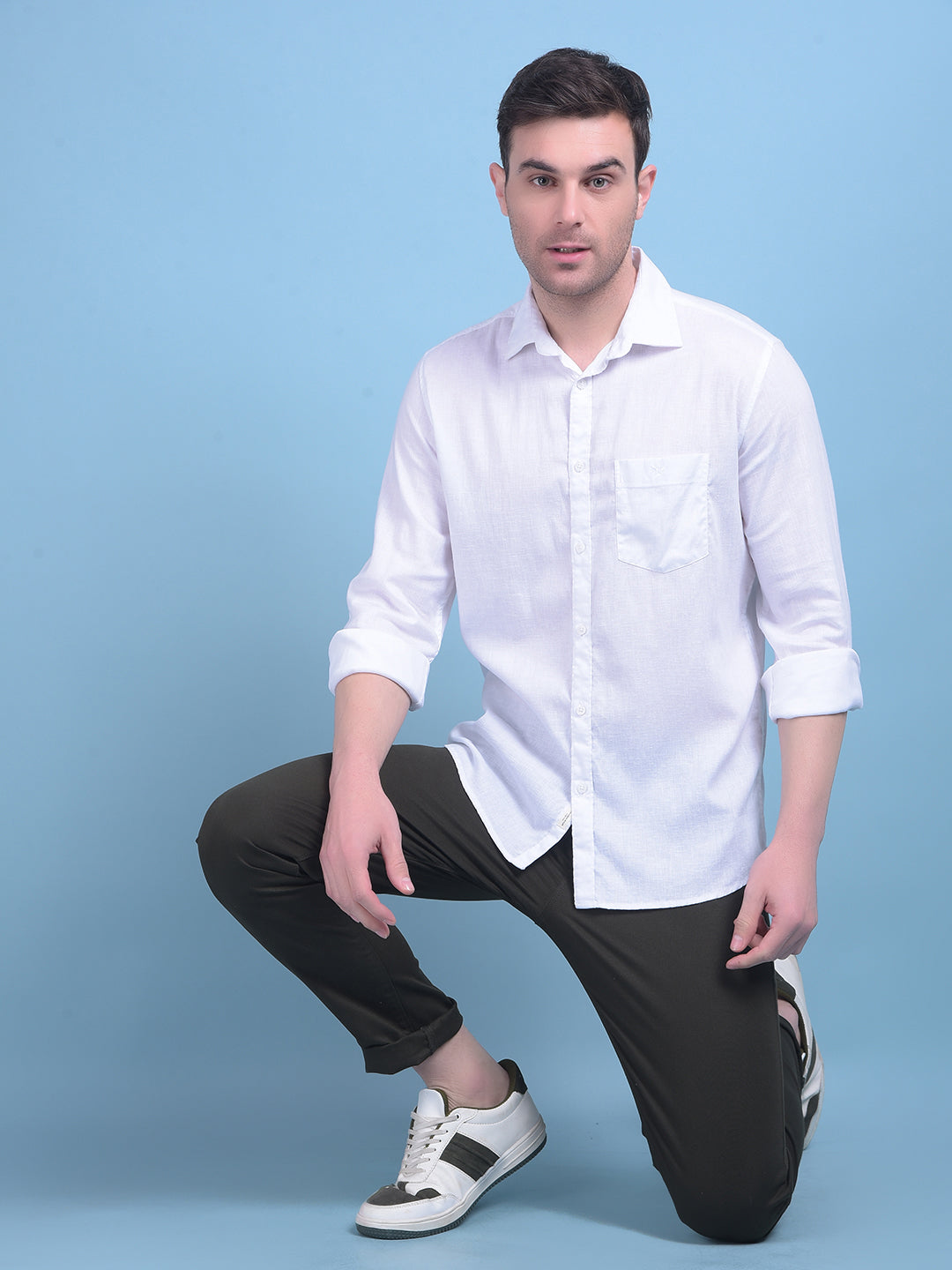 White Linen Shirt-Men Shirts-Crimsoune Club