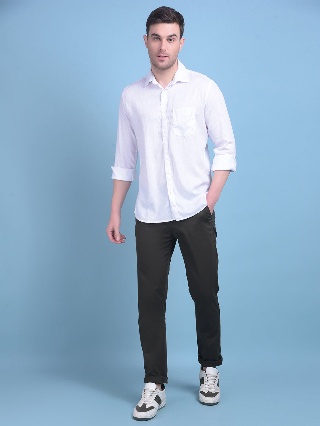 White Linen Shirt-Men Shirts-Crimsoune Club