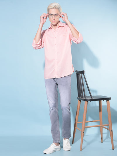 Peach Linen Shirt-Men Shirts-Crimsoune Club