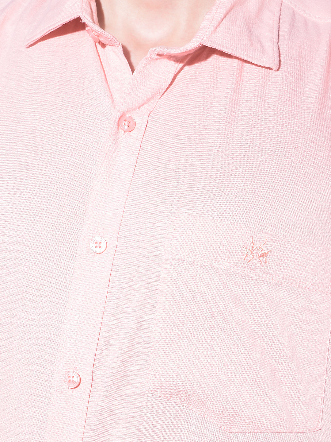 Peach Linen Shirt-Men Shirts-Crimsoune Club