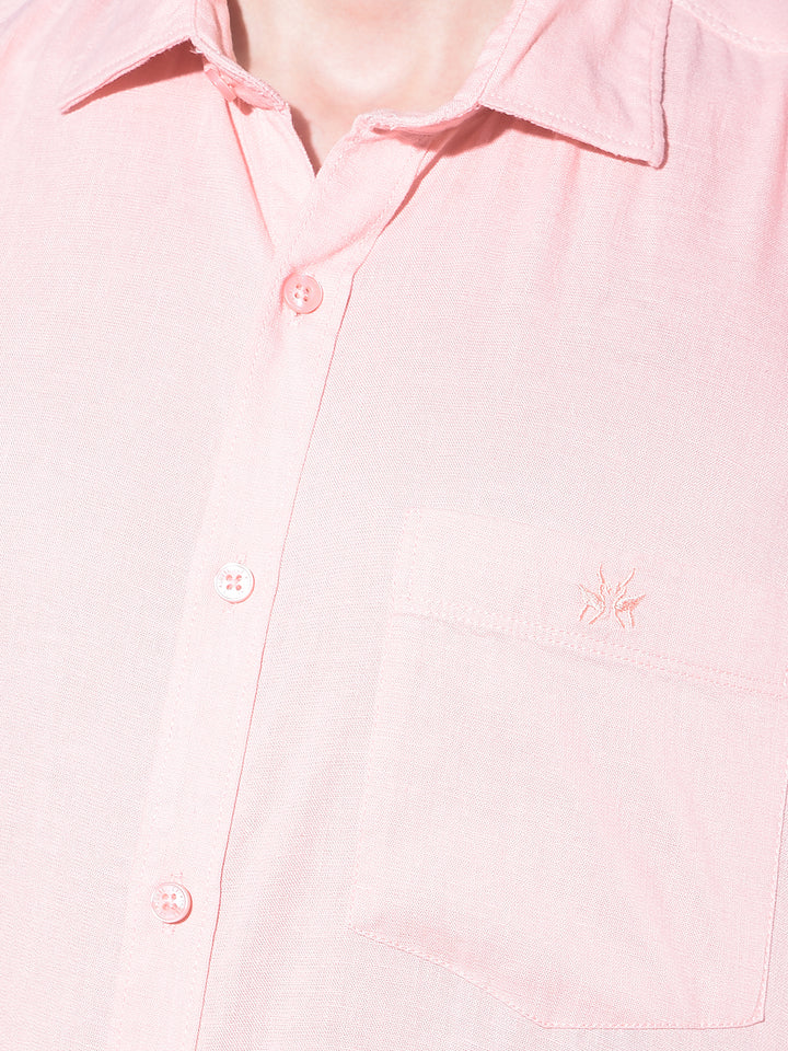 Peach Linen Shirt-Men Shirts-Crimsoune Club