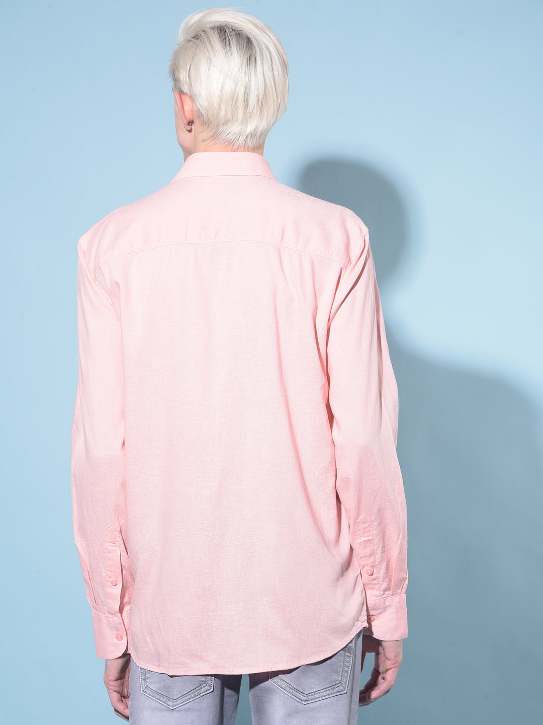 Peach Linen Shirt-Men Shirts-Crimsoune Club