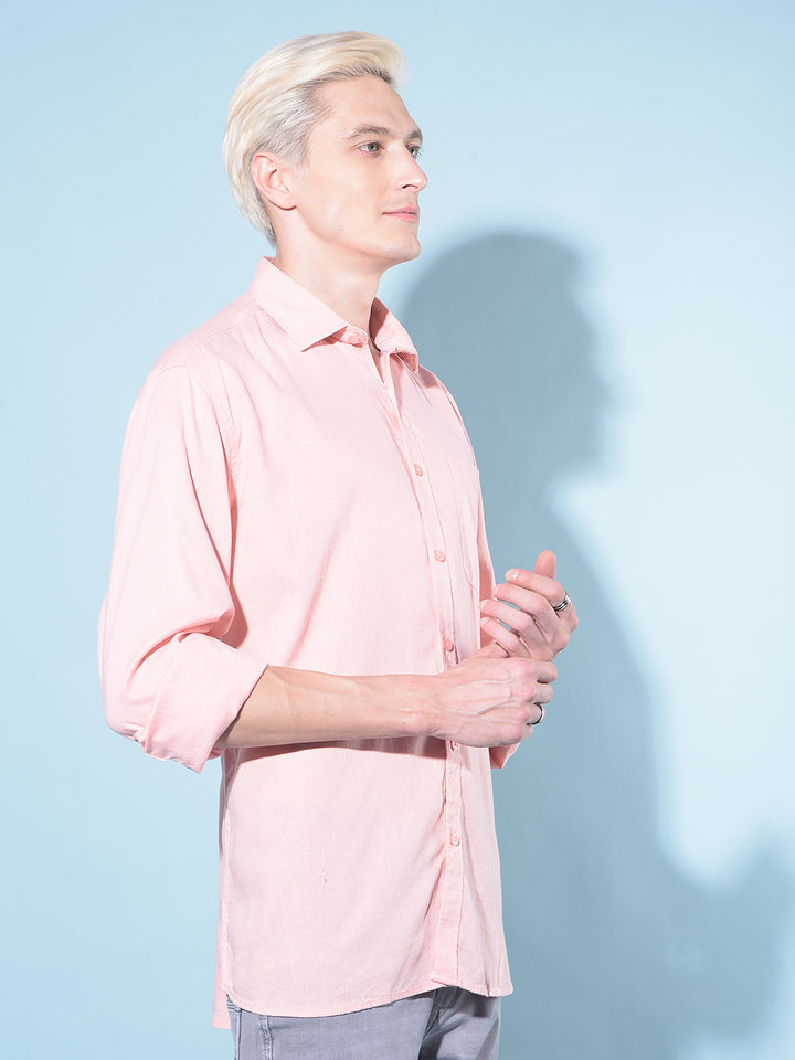 Peach Linen Shirt-Men Shirts-Crimsoune Club