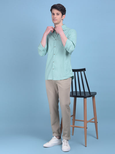 Green Linen Shirt-Men Shirts-Crimsoune Club